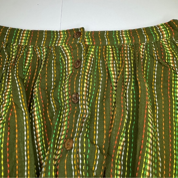 Namchi Bliss Urban Outfitters Green Boho Mini Skirt M | Button Front Cotton NWOT - Picture 4 of 7